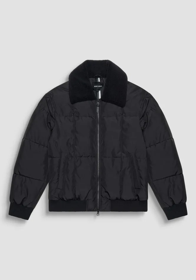 Field Jackets And Coats Men Antony Morato Black Regular Fit Down Jacket Faux Fur With Dupont Sorona Synthetic Padding Black