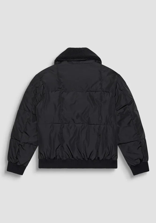 Field Jackets And Coats Men Antony Morato Black Regular Fit Down Jacket Faux Fur With Dupont Sorona Synthetic Padding Black