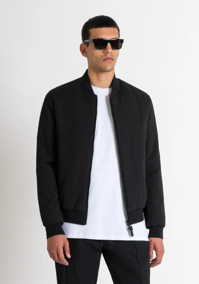 Field Jackets And Coats Men Antony Morato Regular Fit Bomber In Black Technical Fabric With Synthetic Padding Black Field Jackets And Coats Men Antony Morato Regular Fit Bomber In Black Technical Fabric With Synthetic Padding Black