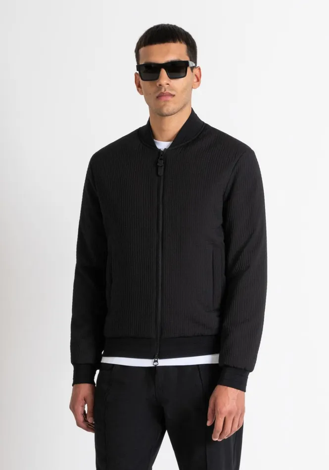 Field Jackets And Coats Men Antony Morato Regular Fit Bomber In Black Technical Fabric With Synthetic Padding Black