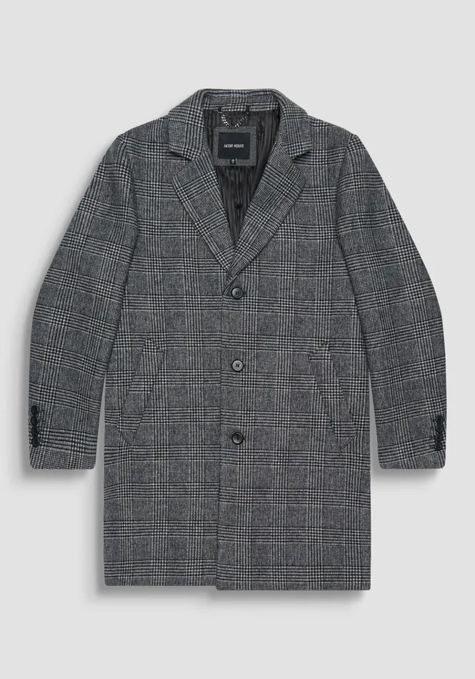 Field Jackets And Coats Men Antony Morato Regular Fit Coat 034Mathias034 In Wool Blend Fabric With Glen Plaid Pattern Black Field Jackets And Coats Men Antony Morato Regular Fit Coat 034Mathias034 In Wool Blend Fabric With Glen Plaid Pattern Black