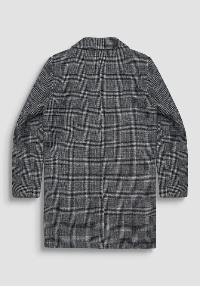 Field Jackets And Coats Men Antony Morato Regular Fit Coat 034Mathias034 In Wool Blend Fabric With Glen Plaid Pattern Black