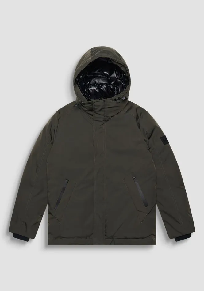 Field Jackets And Coats Men Antony Morato Regular Fit Coat In Sustainable Polyester Blend With Ecopadding Dark Olive Green Field Jackets And Coats Men Antony Morato Regular Fit Coat In Sustainable Polyester Blend With Ecopadding Dark Olive Green