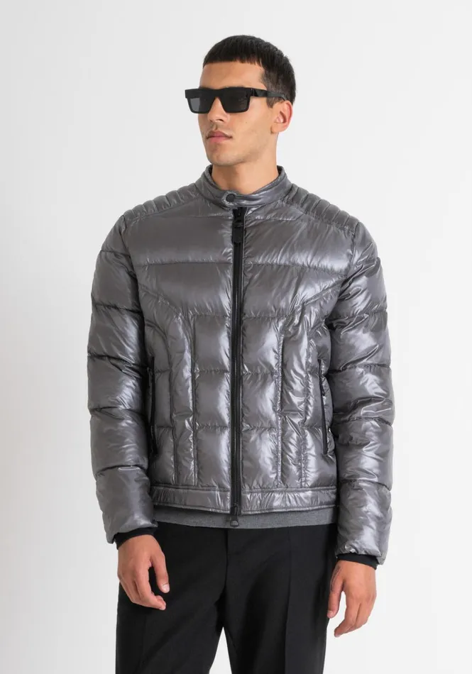 Field Jackets And Coats Men Antony Morato Regular Fit Down Jacket In Glossy Shioze Nylon With Synthetic Padding Anthracite Field Jackets And Coats Men Antony Morato Regular Fit Down Jacket In Glossy Shioze Nylon With Synthetic Padding Anthracite