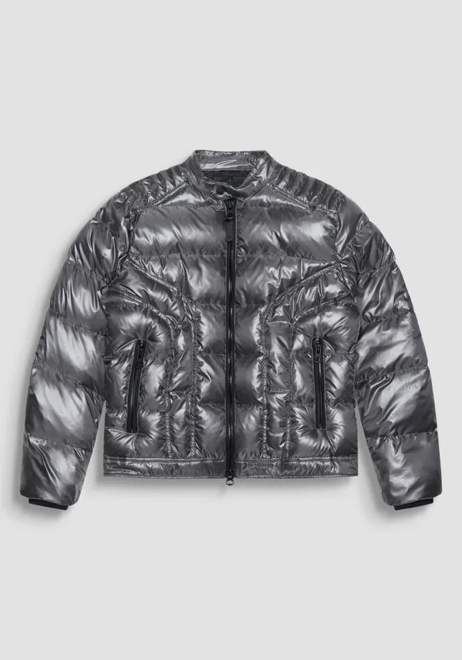 Field Jackets And Coats Men Antony Morato Regular Fit Down Jacket In Glossy Shioze Nylon With Synthetic Padding Anthracite