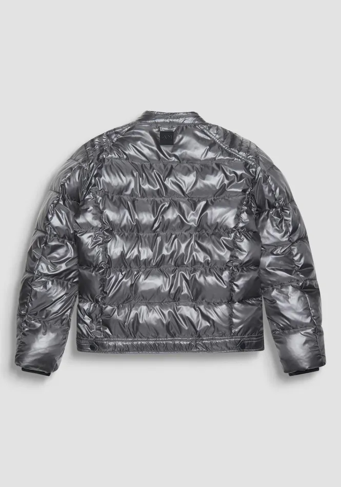 Field Jackets And Coats Men Antony Morato Regular Fit Down Jacket In Glossy Shioze Nylon With Synthetic Padding Anthracite