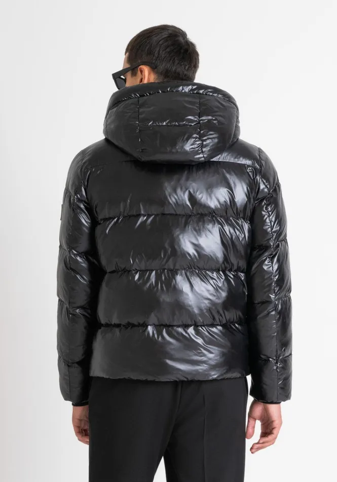 Field Jackets And Coats Men Antony Morato Relaxed Fit Glossy Down Jacket With Dupont Sorona Padding Black