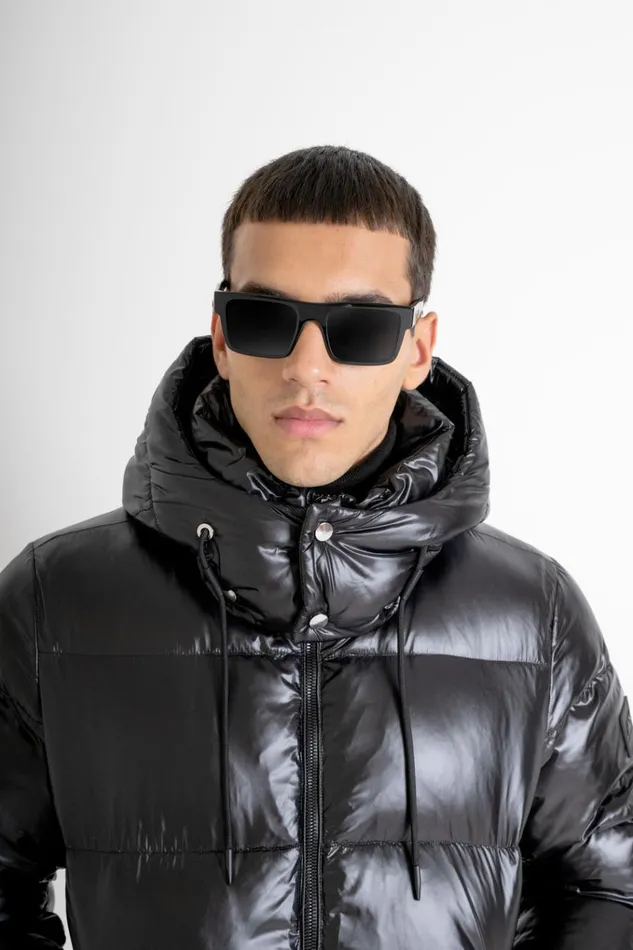 Field Jackets And Coats Men Antony Morato Relaxed Fit Glossy Down Jacket With Dupont Sorona Padding Black