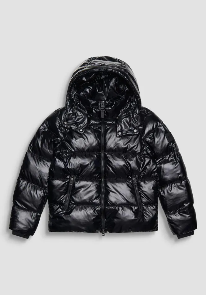 Field Jackets And Coats Men Antony Morato Relaxed Fit Glossy Down Jacket With Dupont Sorona Padding Black