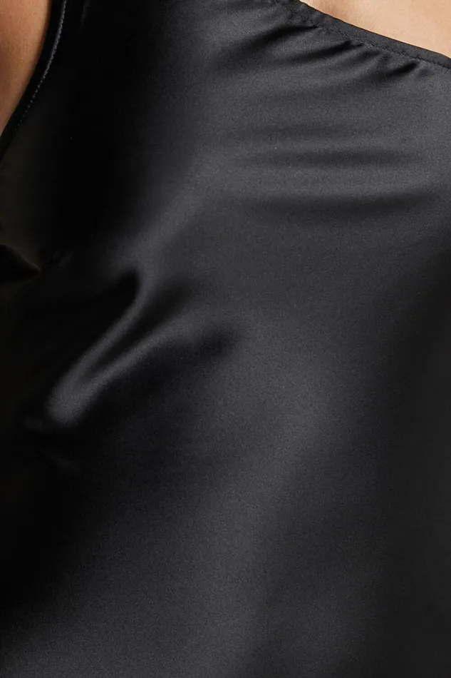 Fiona Mini Dress 8211 Asymmetric Tie Neck Slip Dress In Black Women Showpo Dresses