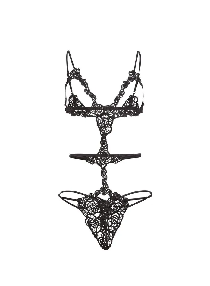 Fleur Du Mal Bodysuits Women Fleur Guipure Bodysuit Black Fleur Du Mal Bodysuits Women Fleur Guipure Bodysuit Black