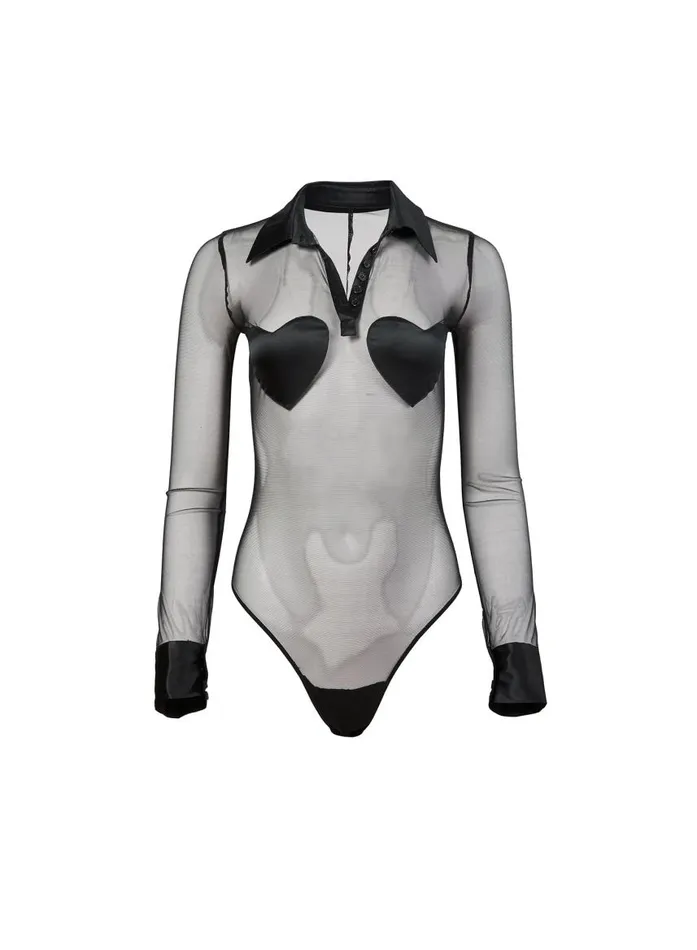 Fleur Du Mal Bodysuits Women Heart Patch Bodysuit Black Fleur Du Mal Bodysuits Women Heart Patch Bodysuit Black