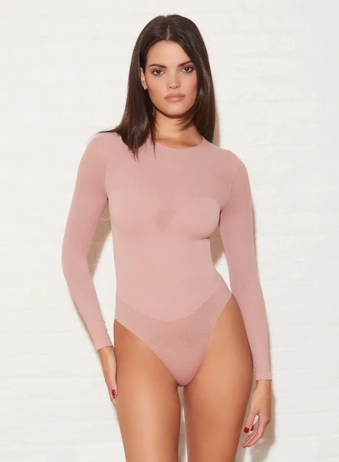 Fleur Du Mal Bodysuits Women Le Body Long Sleeve Control Bodysuit Rose Pink