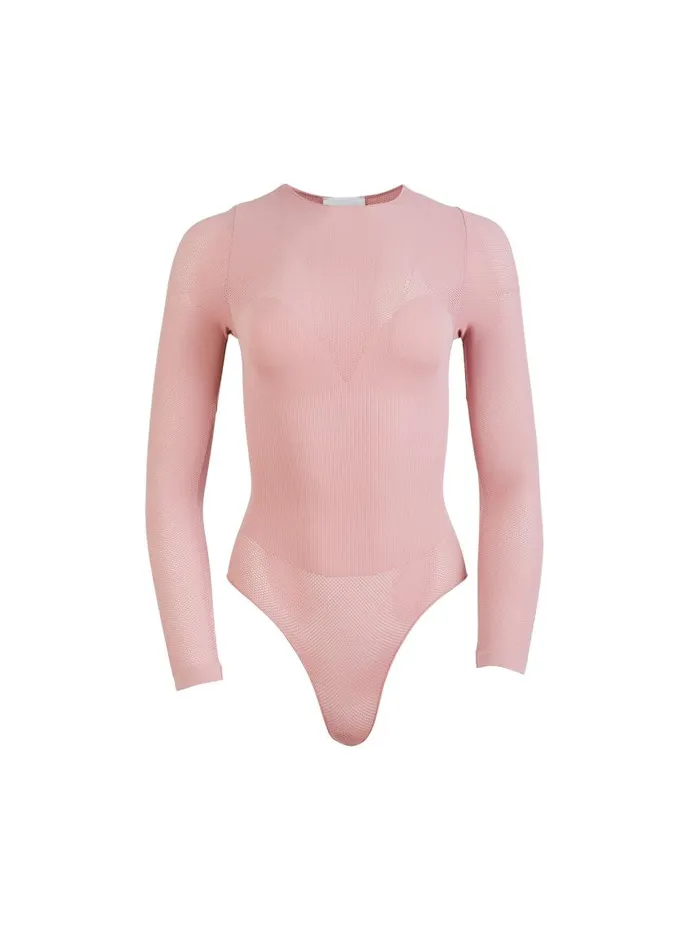 Fleur Du Mal Bodysuits Women Le Body Long Sleeve Control Bodysuit Rose Pink Fleur Du Mal Bodysuits Women Le Body Long Sleeve Control Bodysuit Rose Pink