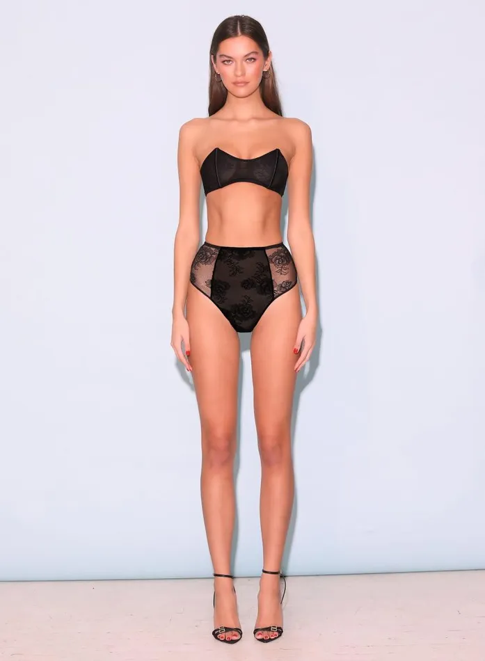 Fleur Du Mal Bralettes and Wireless Bras Women Bouquet Lace Bandeau Bra Black Fleur Du Mal Bralettes and Wireless Bras Women Bouquet Lace Bandeau Bra Black