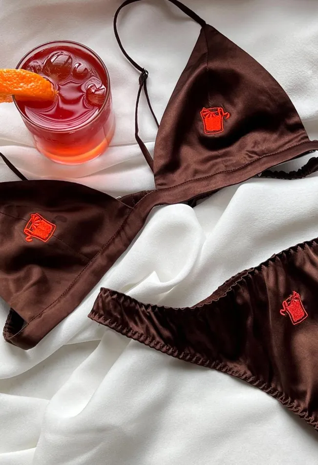 Fleur Du Mal Bralettes and Wireless Bras Women Negroni Embroidered Luxe Triangle Bra Cocoa