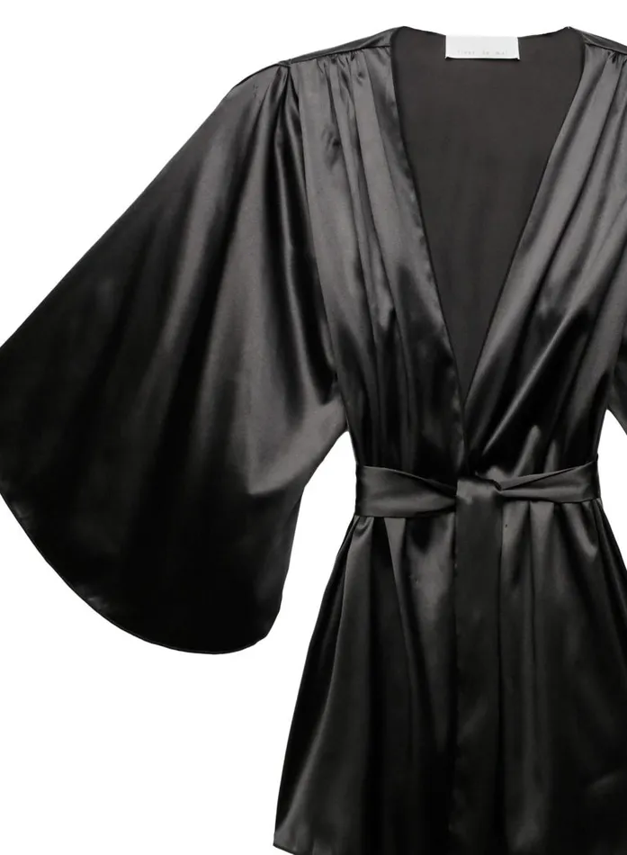 Fleur Du Mal Bridal Women Angel Sleeve Robe Black Fleur Du Mal Bridal Women Angel Sleeve Robe Black