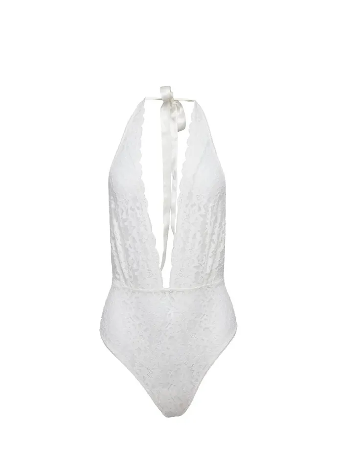 Fleur Du Mal Bridal Women Charlotte Halter Teddy Ivory Fleur Du Mal Bridal Women Charlotte Halter Teddy Ivory
