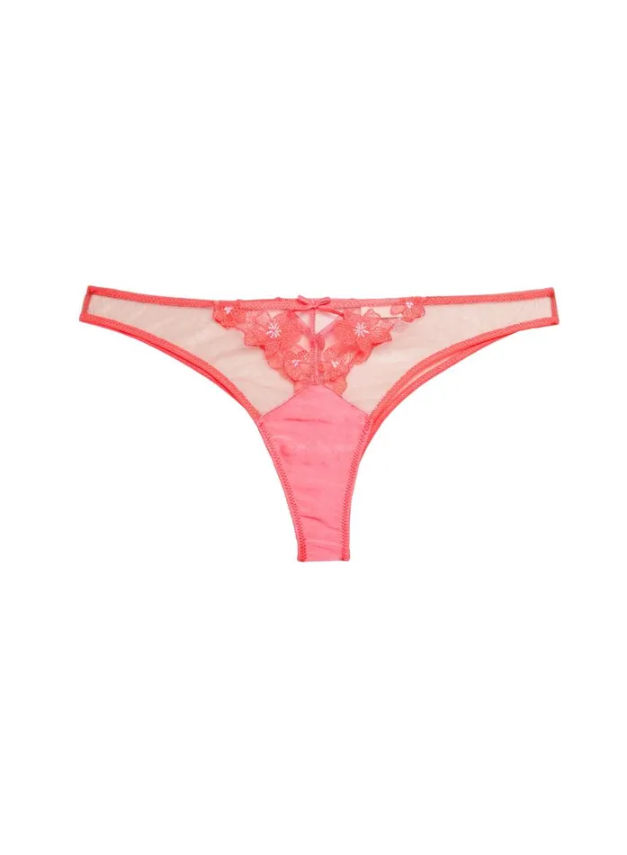 Fleur Du Mal Cheekys and Hiphuggers Women Petal Embroidery Cheeky Pop Pink Fleur Du Mal Cheekys and Hiphuggers Women Petal Embroidery Cheeky Pop Pink