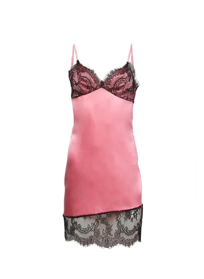 Fleur Du Mal Dresses Women Silk U0026 Lace Mini Slip Pink Cadillac Fleur Du Mal Dresses Women Silk U0026 Lace Mini Slip Pink Cadillac