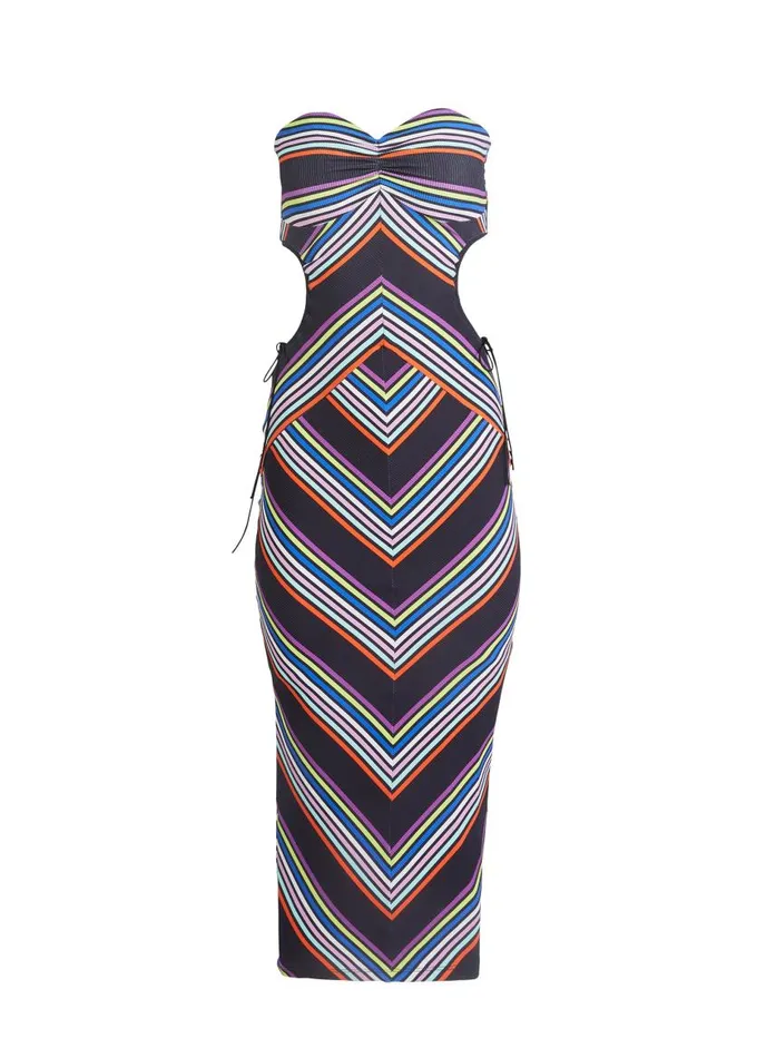 Fleur Du Mal Dresses Women Striped Chevron Cutout Dress Multicolor Stripe Fleur Du Mal Dresses Women Striped Chevron Cutout Dress Multicolor Stripe
