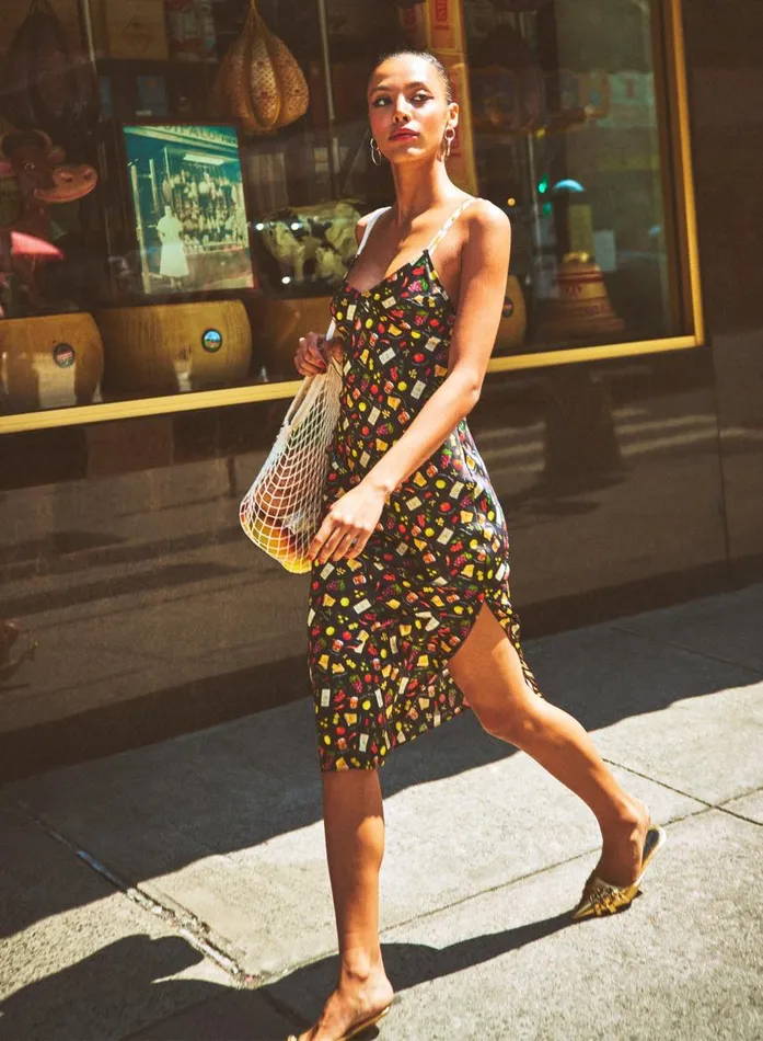 Fleur Du Mal Dresses Women VNeck Slip Black Ciao Amore Print Fleur Du Mal Dresses Women VNeck Slip Black Ciao Amore Print