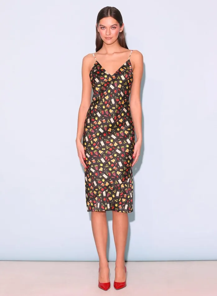 Fleur Du Mal Dresses Women VNeck Slip Black Ciao Amore Print Fleur Du Mal Dresses Women VNeck Slip Black Ciao Amore Print
