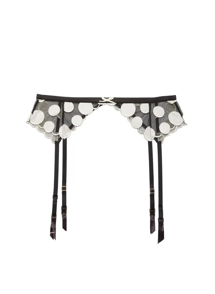 Fleur Du Mal Garters and Belts Women Polka Dot Embroidery Garter Belt Black Fleur Du Mal Garters and Belts Women Polka Dot Embroidery Garter Belt Black