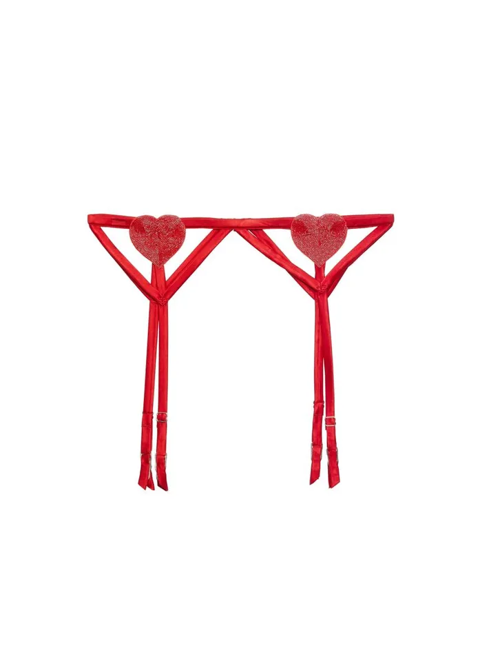 Fleur Du Mal Garters and Belts Women Queen Of Hearts Garter Belt Rouge Fleur Du Mal Garters and Belts Women Queen Of Hearts Garter Belt Rouge