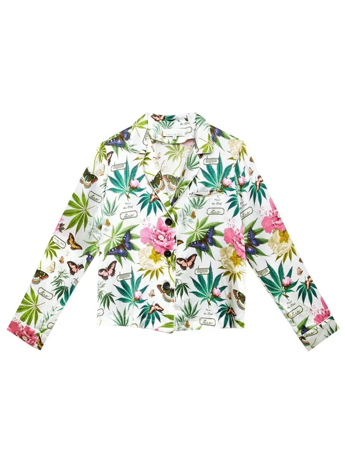 Fleur Du Mal Long Sleeve Women Botanical Fleur PJ Top White Botanical Fleur Du Mal Long Sleeve Women Botanical Fleur PJ Top White Botanical