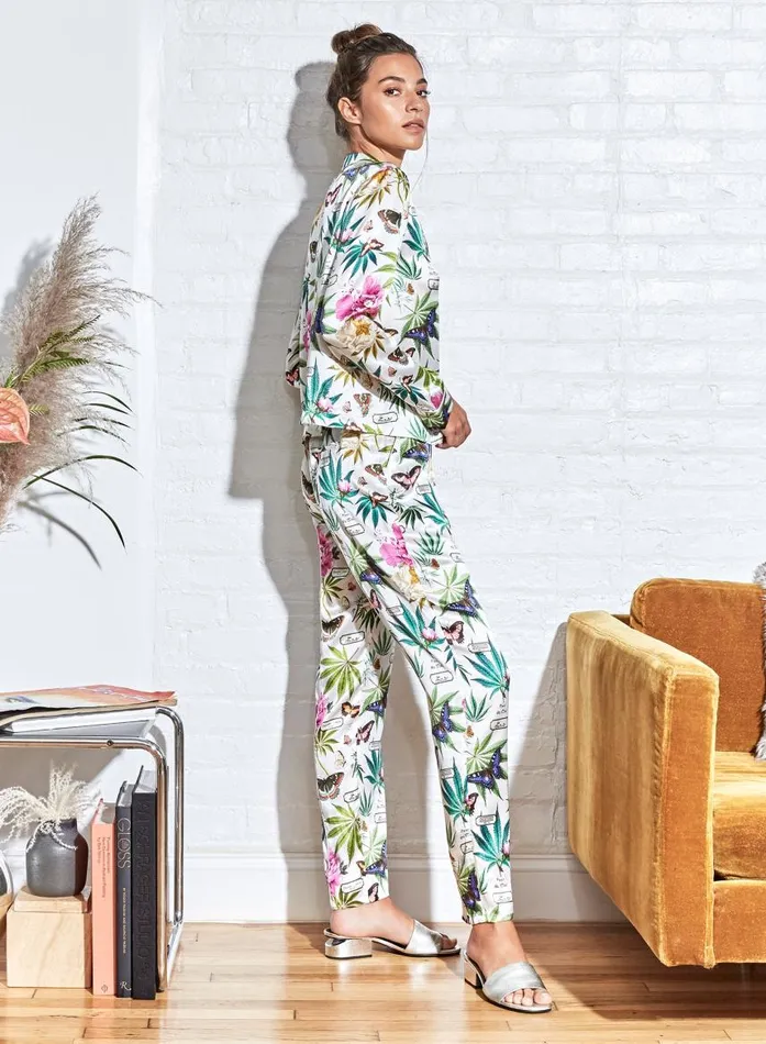 Fleur Du Mal Long Sleeve Women Botanical Fleur PJ Top White Botanical Fleur Du Mal Long Sleeve Women Botanical Fleur PJ Top White Botanical
