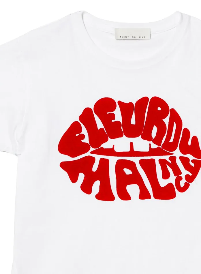 Fleur Du Mal Loungewear Women Fleur Lips Tee White Fleur Du Mal Loungewear Women Fleur Lips Tee White