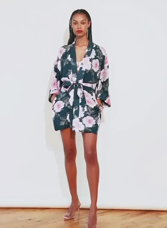 Fleur Du Mal Loungewear Women Haori Kimono Teal Fleur Du Mal Loungewear Women Haori Kimono Teal