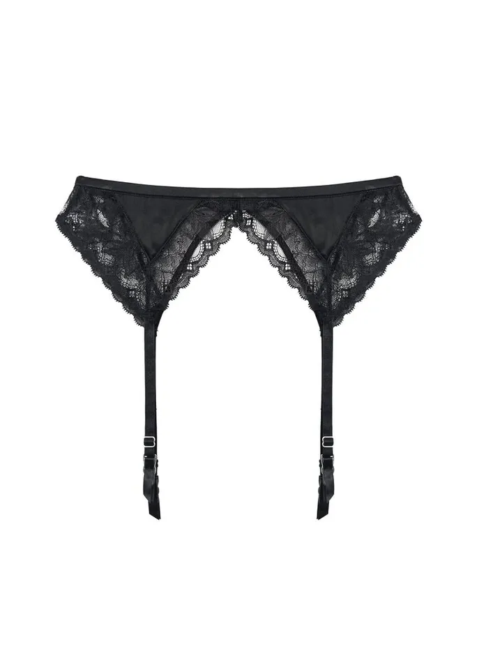 Fleur Du Mal Pleasure Women Gardenia Lace Garter Belt Black Fleur Du Mal Pleasure Women Gardenia Lace Garter Belt Black