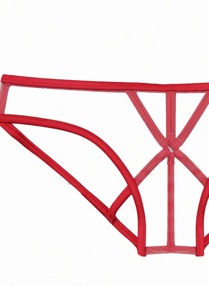 Fleur Du Mal Pleasure Women Strappy Bondage Panty Rouge Fleur Du Mal Pleasure Women Strappy Bondage Panty Rouge