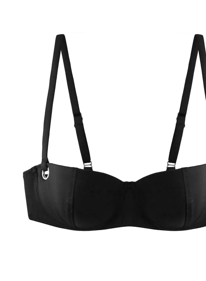 Fleur Du Mal Swim Women Grommet Balconette Bikini Top Black Fleur Du Mal Swim Women Grommet Balconette Bikini Top Black