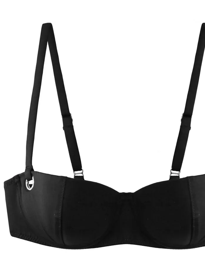 Fleur Du Mal Swim Women Grommet Balconette Bikini Top Black Fleur Du Mal Swim Women Grommet Balconette Bikini Top Black