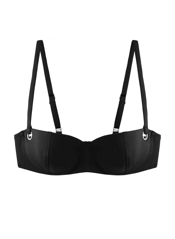 Fleur Du Mal Swim Women Grommet Balconette Bikini Top Black Fleur Du Mal Swim Women Grommet Balconette Bikini Top Black