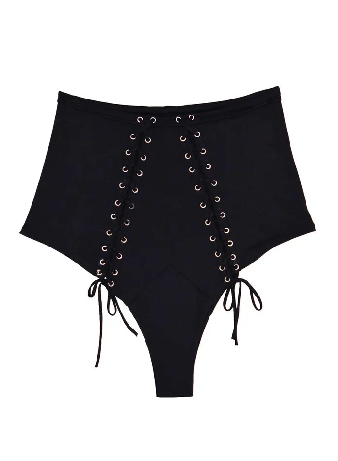Fleur Du Mal Swim Women Lace Up High Waist Bikini Black Fleur Du Mal Swim Women Lace Up High Waist Bikini Black