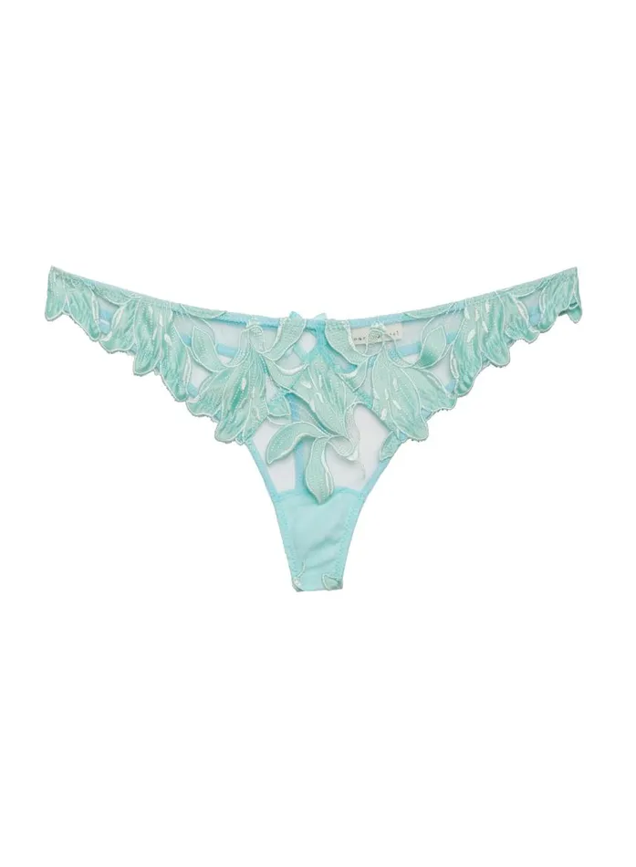 Fleur Du Mal Thongs Women Lily Embroidery Hipster Thong Spearmint Fleur Du Mal Thongs Women Lily Embroidery Hipster Thong Spearmint