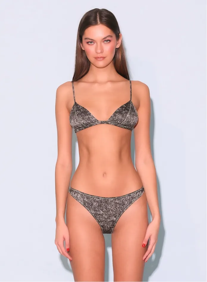 Fleur Du Mal Thongs Women Luxe Thong Grey Acid Wash