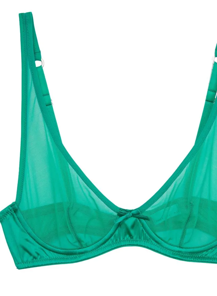Fleur Du Mal Underwire Bras Women Mesh Demi Bra Emerald Fleur Du Mal Underwire Bras Women Mesh Demi Bra Emerald