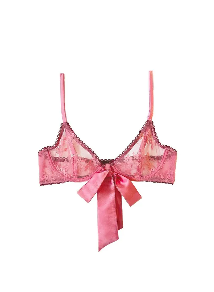 Fleur Du Mal Underwire Bras Women Untie Me Demi Bra Pink Cadillac Fleur Du Mal Underwire Bras Women Untie Me Demi Bra Pink Cadillac