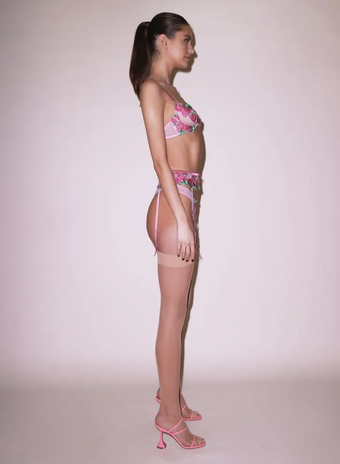 Fleur Du Mal Underwire Bras Women Wild Strawberry Demi Bra Pink Cadillac Fleur Du Mal Underwire Bras Women Wild Strawberry Demi Bra Pink Cadillac