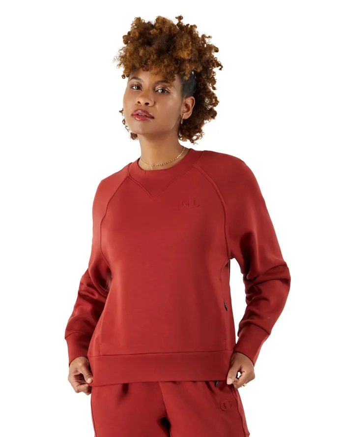 Flex Crewneck Sweater Debossed C Logo Autumn Clay Women Champion Hoodies and Sweatshirts Flex Crewneck Sweater Debossed C Logo Autumn Clay Women Champion Hoodies and Sweatshirts