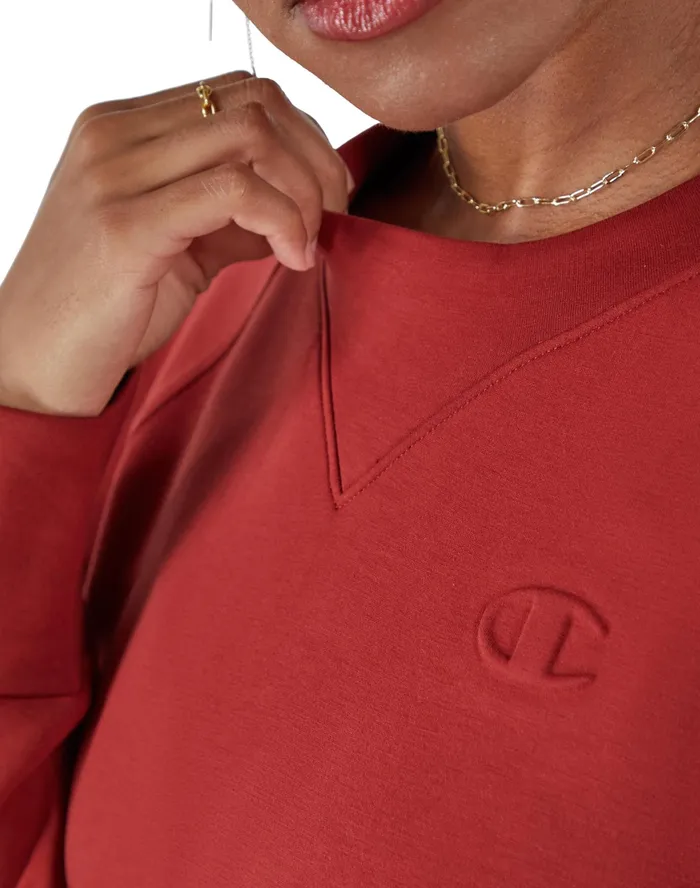 Flex Crewneck Sweater Debossed C Logo Autumn Clay Women Champion Hoodies and Sweatshirts