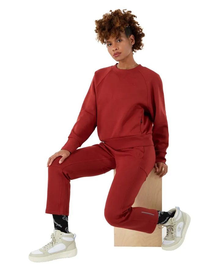 Flex Crewneck Sweater Debossed C Logo Autumn Clay Women Champion Hoodies and Sweatshirts