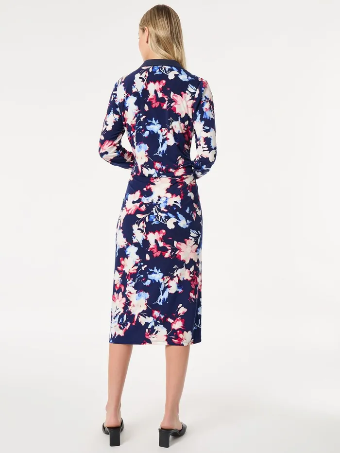 Floral Collared Twist Wrap Midi Dress Women Jones New York Sale Floral Collared Twist Wrap Midi Dress Women Jones New York Sale