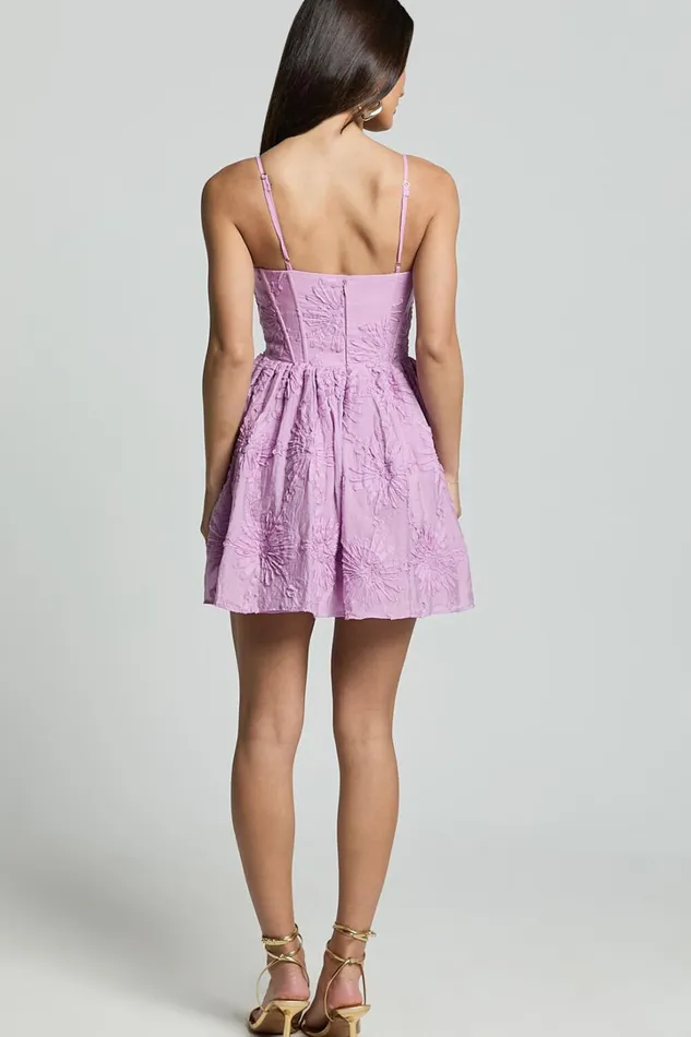 Gail Mini Dress 8211 Scoop Neck Embroidered Corset Dress In Purple Women Showpo Dresses