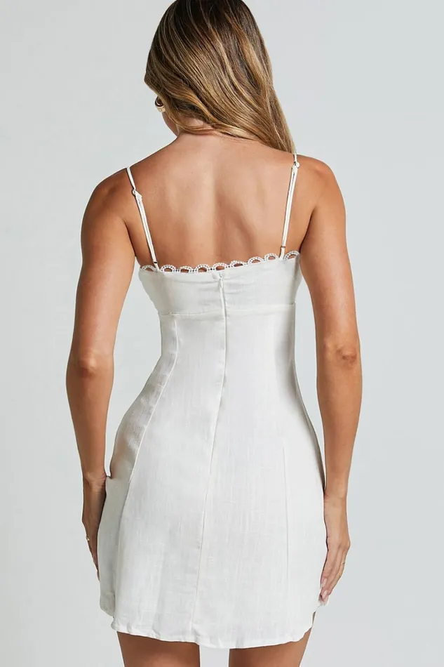Gelli Mini Dress 8211 Strappy Lace Detail Dress In White Women Showpo Conscious